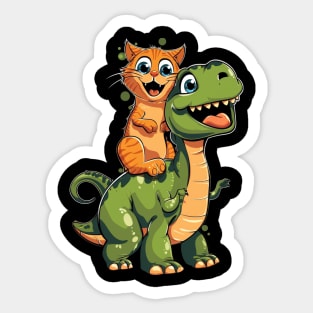Cat Dinosaur Expedition Sticker